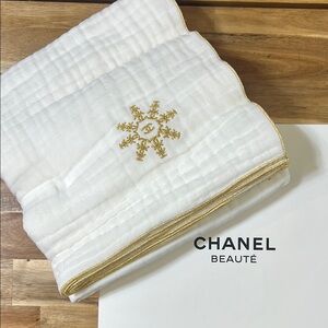 Chanel White and Gold Bath Towel cotton towel